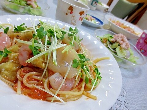 海の幸いっぱい冷製パスタ